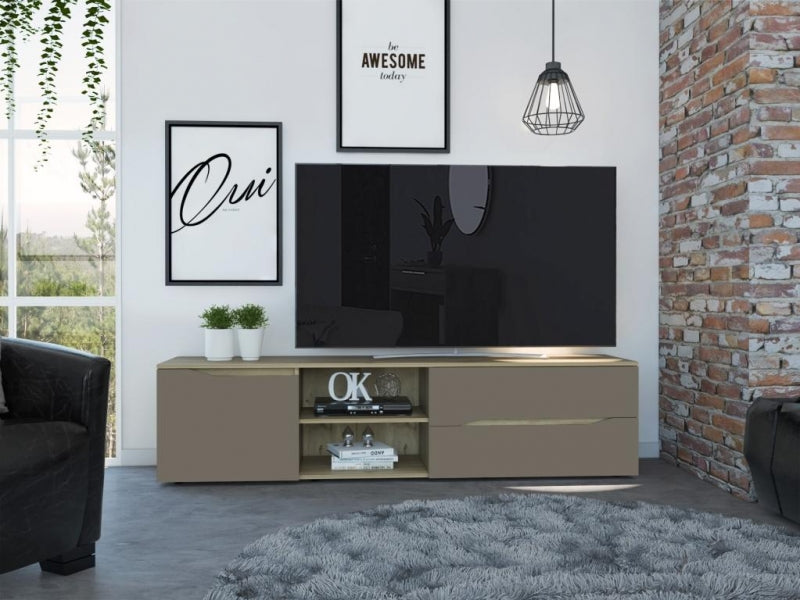 Rack Para TV Obregon Color Duna y Taupe Para Sala De Estar